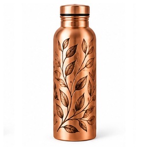 Artisan Copper <b>Water</b> <b>Bottle</b> with Mountain Forest Design Portable <b>Metal</b> Flask for Outdoor Travel - Product Image 2