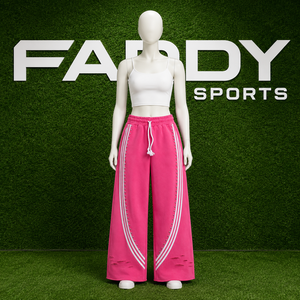 Custom Pink Rhinestone Side Stripe Wide Leg Sweatpants Distressed Baggy Hip Hop Streetwear Women Y2K Track <b>Pants</b> Joggers Trouser - Product Image 2