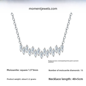 925 Sterling Silver Moissanite <b>Necklace</b> for Women Waterproof Non Tarnish Geometric Pendant Choker Jewelry - Product Image 5