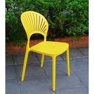 Chaise en plastique moulé jaune moderne, écologique et imperméable avec dossier ventilé pour fêtes de jardin sur surfaces moelleuses - Product Image 2