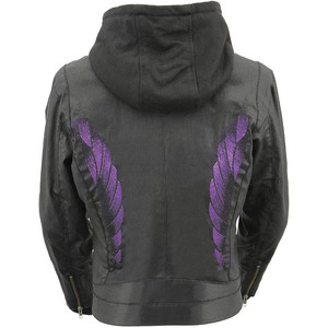 Chaqueta de Motociclista de Cuero SAMROZ SPORTS para Mujer con Capucha - Uso Durante Todo el Año - Product Image 3