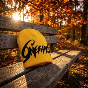 Yellow Black Knit Beanie Hat Ribbed Cuff <b>Winter</b> <b>Cap</b> Unisex Streetwear Fashion Headwear Custom Wholesale OEM - Product Image 6