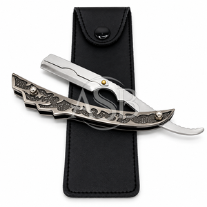 Navaja de Barbero Personalizada de Alta Calidad, Acero Inoxidable, Cuchilla Reemplazable, Logotipo Personalizado, Mango Plegable con Diseño Grabado - Product Image 5
