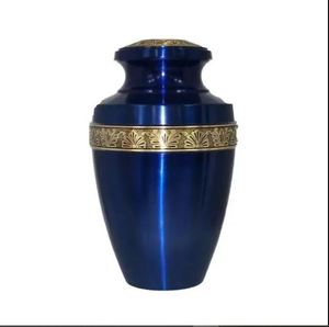 Gold Brass Indian Home Craft Durable Cremation Urn Handmade Memorial <b>Keepsake</b> <b>for</b> Human <b>Ashes</b> 200 Cubic Inch Tabletop Decor - Product Image 1