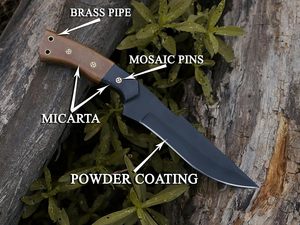 มีดแทคติคอลขนาด 12 นิ้ว ใบมีดแบบ Fixed Blade มีดเอาตัวรอดแบบ Full Tang มีดล่าสัตว์กลางแจ้ง ด้ามไม้ จำหน่ายส่งในสหรัฐอเมริกาและยุโรป - Product Image 3