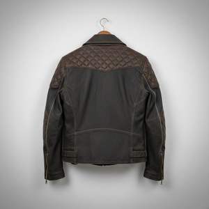Blouson de motard en cuir véritable marron vieilli pour homme, style vintage, fabricant OEM/ODM - Product Image 3