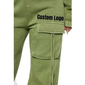 Conjuntos de sudadera y pantalón de gran tamaño para mujer con estilo, sudaderas con capucha de lavado ácido con decoración de cinturón, Tops cortos de otoño e invierno, trajes - Product Image 5