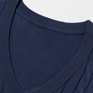 <b>Men's</b> dark Blue <b>V</b>-<b>Neck</b> Cable Knit Wool Pullover Regular Fit Casual <b>Sweater</b> Autumn Style Anti-Pilling Knitted <b>Sweater</b> Best trendy - Product Image 3