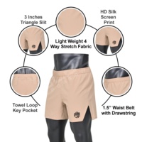 Short d'entraînement High Street pour homme Confort personnalisé Ceinture élastique Short thaïlandais BJJ Tronc d'entraînement 5 pouces 7 pouces Cross