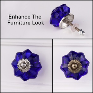 Tiradores de cajones de diseño en cristal azul melón de calidad premium al por mayor, pomos para cómodas, tiradores para gabinetes, herrajes elegantes con acabado de lujo. - Product Image 6