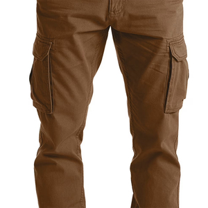 Pantalones Cargo Marrones para Hombre, Cintura Media, Cierre de Cremallera, Estilo Workwear, con Múltiples Bolsillos - Product Image 5