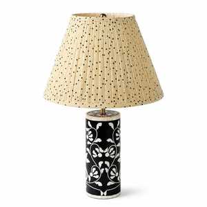 Black & <b>White</b> Stripe Bone Inlay Flower Shape Modern Design <b>Table</b> Lamp Shade for Bedroom Living Room <b>Hallway</b> Office Home Decor - Product Image 1