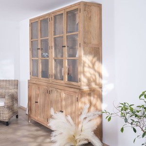 Vandana Amber Detail Large <b>sideboard</b> in natural mango wood with glass doors Maestro 200 cm - Product Image 3