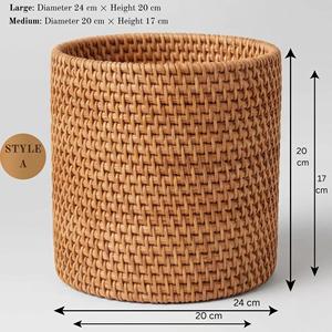 Handmade Rattan <b>Round</b> <b>Basket</b> Storage Organizer <b>Wicker</b> Sundries <b>Basket</b> Boho Home Kitchen Living Room Decor - Product Image 2