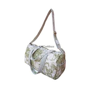 Sac de sport vintage matelassé en coton 100% pur personnalisé, sac de voyage de week-end, sac de plage d'été pour femmes - Product Image 2