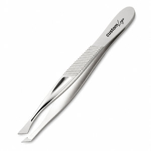 Pinzas de Precisión con Punta Plana y Inclinada de Acero Inoxidable para Depilación de Cejas, Herramienta de Belleza con Logotipo Personalizado y Marca Privada - Product Image 1
