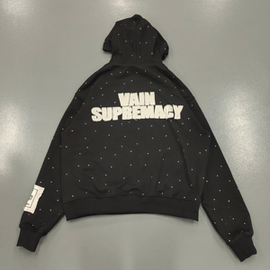 Meilleures ventes : Sweat à capuche pour homme, style 'rhinestone', coupé-cousu, délavé à l'acide, coupe oversize, patchwork appliqué, coupe carrée, effet vieilli - Product Image 3