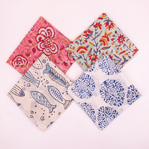Boho Style Hand Block Printed Cotton Bandanas 55x55cm Aesthetic Floral Square Scarf Premium Artisan Headband & <b>Neck</b> <b>Tie</b> - Product Image 3
