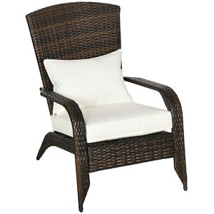 Sedia Adirondack Impilabile Pieghevole con Schienale Alto Curvo e Cuscini Morbidi, in Vimini e Rattan per Esterni, Resistente a Tutte le Condizioni Atmosferiche, Arredo per Braciere - Product Image 1