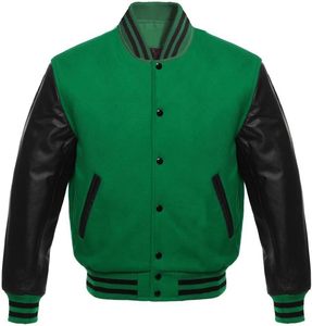 New Fashion Unisex Varsity Letterman Bomber Jacket Genuine Leather Cartoon Pattern Waterproof & Breathable College Men's Jackets - Product Image 3