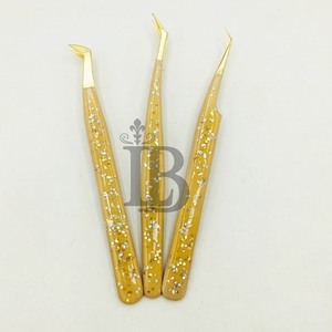 Ensemble de pinces à cils pour extensions de cils, nouvelle version personnalisée, pinces à cils en acier inoxydable avec paillettes, qualité supérieure, prix bas, durables - Product Image 3