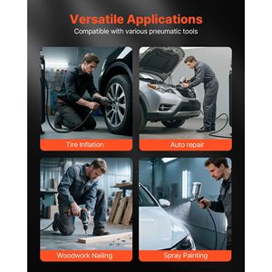 Compressore d'aria oil-free da 80 galloni, resistente, 5HP, 13.5SCFM, 90PSI Max, 145PSI con serbatoio - Product Image 6