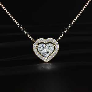 Pendentif Cœur en Diamant Halo Mangalsutra, Diamant CVD de Laboratoire Couleur D-E Pureté VVS-VS Certifié IGI, Or, pour Fiançailles et Mariage - Product Image 1
