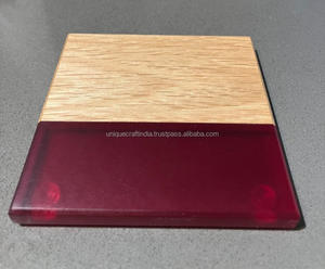 Posavasos de madera de resina creativos de madera y resina de forma personalizada con patrón de modelo para regalo de inauguración de la casa - Product Image 3