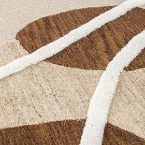 Modern Abstract Rug Beige Brown Irregular Shape Hand Tufted Carpet Minimalist Artistic Area Rug for Living Room Bedroom Decor - Product Image 3