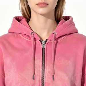 Womens Winter <b>Pink</b> Zip-Up Hoodie Jacket Oversized Fleece <b>Sweatshirt</b> with Kangaroo Pocket Front Logo Casual Streetwear - Product Image 6
