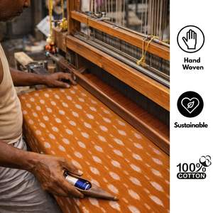 Tela de Algodón Ikat Tejida a Mano con Nudos de Tierra |   Tela Tradicional Lavable, Ecológica y Sostenible para Textiles del Hogar - Product Image 5