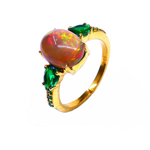 Wedding Wear 925 Sterling Silver <b>Gold</b> Plated Jewelry <b>Opal</b> Gemstone Women Wear Classic <b>Ring</b> - Product Image 3