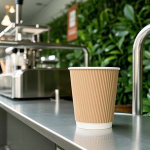 Tapa para Vaso de Café Desechable de Papel Kraft Blanco Estilo Ripple Wall de 16 oz, Impresa, para Oficina, Hogar y Comida para Llevar - Product Image 4
