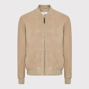 Brown Men's <b>Suede</b> <b>Leather</b> Bomber <b>Jacket</b> - Product Image 1