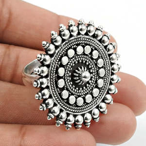 925 Sterling <b>Silver</b> Pretty Mandala Art Design <b>Eternity</b> <b>Ring</b> For Women Classic Artisan Design Bohemian Jewelry At Wholesale Price - Product Image 2