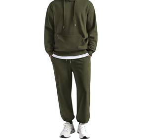 Ensemble de survêtement vert à capuche pour homme, couleur unie, élégant, de qualité supérieure, pour le sport - Product Image 3