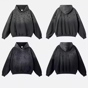 Custom Winter Heavyweight 420 GSM Tie Dye Distressed Acid Wash Vintage <b>Zipper</b>-Up Hoodie 100% Cotton High Quality Streetwear - Product Image 1