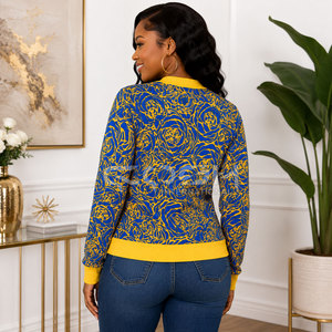 Cosh International Sorority Sisterhood V-Neck Knitted <b>Cardigan</b> Flower Print Sweater Coat <b>Button</b> Decoration Spring Autumn Wear - Product Image 4
