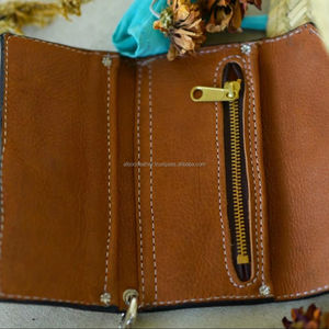 Genuine <b>Leather</b> Vintage Wristlet Clutch <b>Purse</b> Pouch Brown Wallet Carving Tooled Western Tassel Embroidery GEOMETRY Pattern - Product Image 3