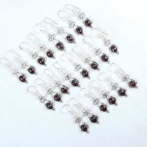 Top Selling 925 Sterling Silver Plated Three-Stone Teardrop Dangle <b>Earrings</b> Natural <b>Red</b> Gemstone Artisan Jewelry for Wholesale - Product Image 6