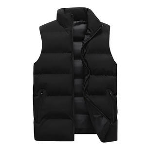 <b>Men's</b> <b>Black</b> Stand Collar Padded <b>Vest</b> Zipper Closure Windproof Casual Winter Outerwear - Product Image 1