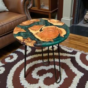 Wholesale Restaurant Luxury Custom Unique in Stock Round Wood Epoxy Resin Dining Coffee Table <b>Top</b> - Product Image 3
