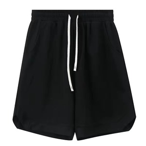 Men's Solid Color Cotton Shorts With Drawstring Waist And Pockets Casual Style Mid Knitted Fabric - Product Image 3