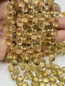 Cuentas facetadas de cuarzo natural AAA en forma de corazón, tamaño 6-7 mm aprox. Cadena de 8 Pulgadas - Product Image 4