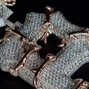 925 <b>Silver</b> Moissanite Letter Pendant Rose Gold Plated Iced Out Hip Hop <b>Charm</b> for Men Women Party Jewelry - Product Image 3
