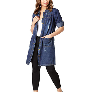 High Quality <b>Women</b> Long Denim <b>Jacket</b> New Style Clothes Casual Trendy Female <b>Spring</b> Comfortable Denim <b>Jacket</b> for <b>Women</b> OEM - Product Image 3
