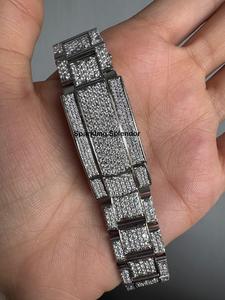 Montre automatique personnalisée en gros pour hommes, sertie de diamants Moissanite, verre saphir testé au diamant, avec affichage analogique - Product Image 6