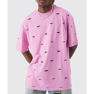 Camisetas de Alta Calidad para Hombre, Camisetas con Efecto Desgastado, Nuevo Diseño, Talla Grande, Hombros Caídos, Logotipo Personalizado - Product Image 5
