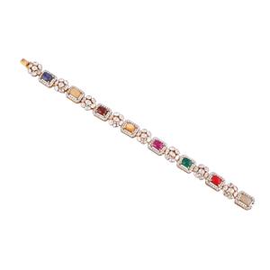 สร้อยข้อมือและต่างหูเพชร CVD ผลิตในห้องปฏิบัติการ ทรง Polki Navratna ประดับทองคำ 14K สีเหลือง พร้อมใบรับรอง ของขวัญสุดหรูสำหรับการหมั้น - Product Image 2