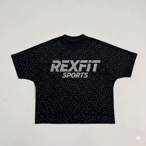 เสื้อยืดประดับเพชรทั่วตัว พิมพ์ลายโลโก้ตามสั่ง ขายส่ง เสื้อผ้าสตรีทแวร์คุณภาพสูง ระบายอากาศได้ดี ทรงบ็อกซี่ - Product Image 1